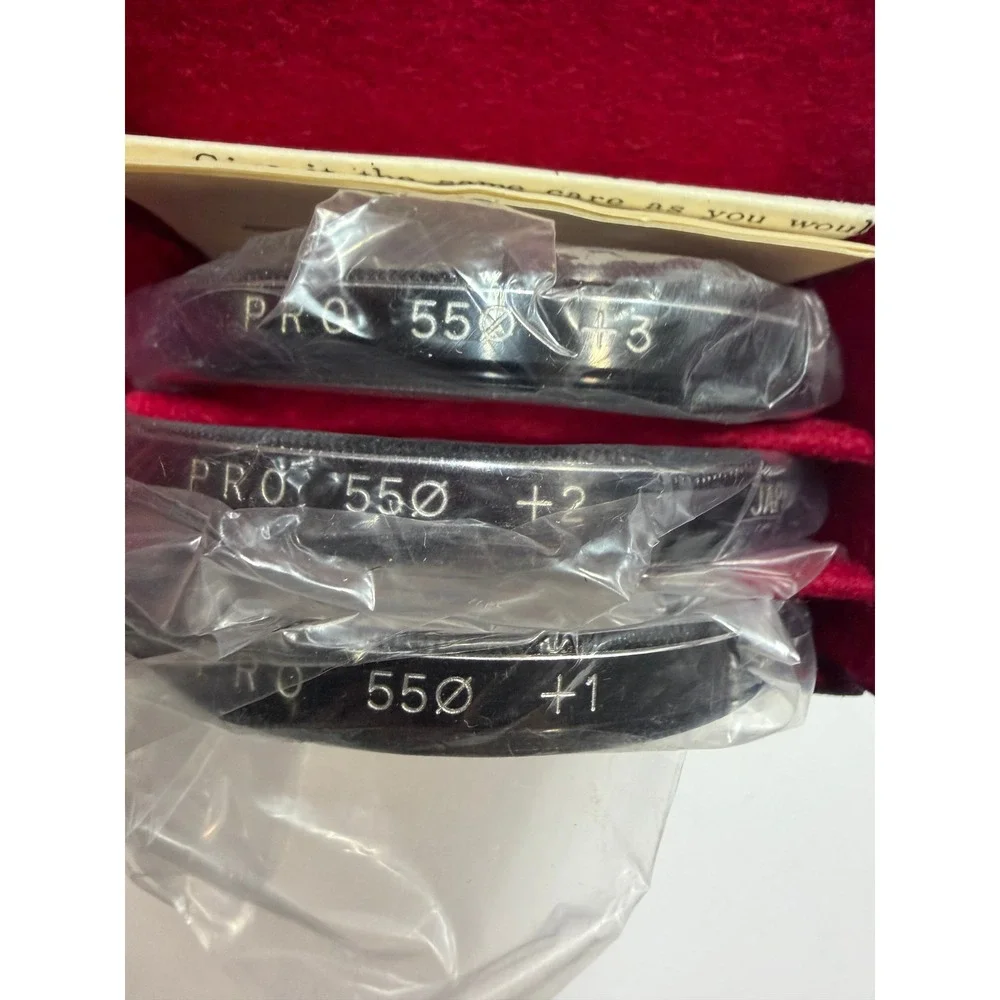 Vintage P.R.O 55mm Close-Up Lens Set +1 +2 +3 Diopter Filters with Case